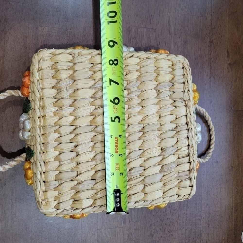Vintage Basket with flowers and Jute Handles for serving Spring Easter Brunch
